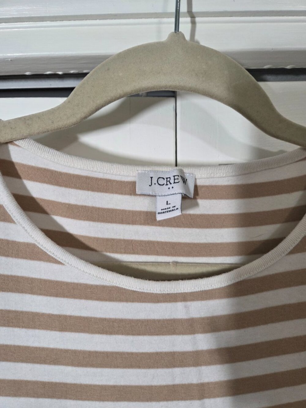 J.Crew Factory Tank, Tan/White, Sz L - Picture 2 of 3